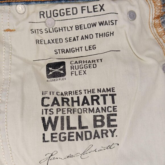 Carhartt Mens 54 x 32 Jeans Relaxed Fit Blue Rugged Flex Straight Leg Mens 54 - Picture 4 of 12